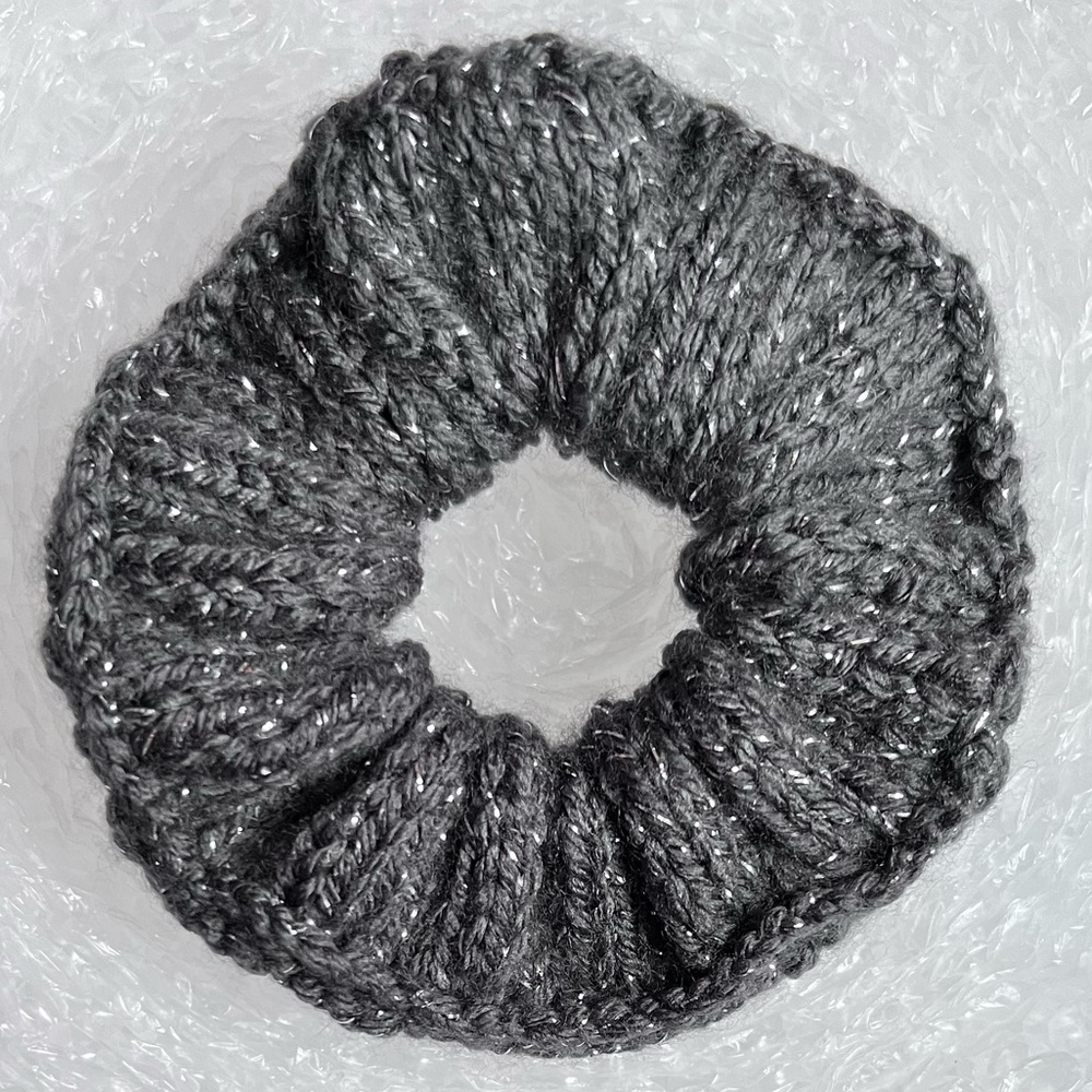 Shimmery Gray Hair Scrunch, Handmade Hair Accessory, Handmade Hair Scrunchies